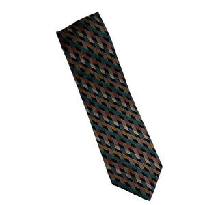Pierre Balmain Couture 100% Silk Necktie Multicolor Geometric Woven Tie